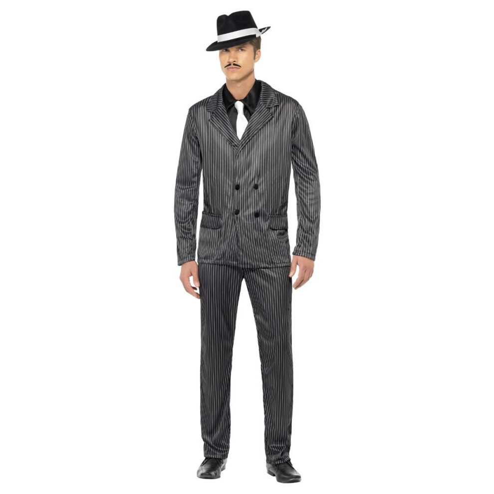 Smiffy's (M R, ) Mens Gangster Pinstripe Costume Black