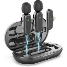 Seu parceiro de áudio versátil, microfone de lapela sem fio com qualidade de áudio profissional, equipado com transmissão de baixa latência de