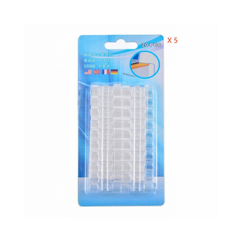 Wire Organizer Solution, High Tenacity Plastic Clear Wire Clamps For Multi-Purpose Cable Management, Strong Self-Adhesive For Indoor Outdoor Usage 9433291859100