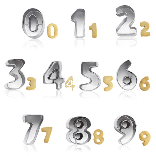 Κουπάτ Numbers, Σετ από ανοξείδωτο ατσάλι, κατάλληλο για τρόφιμα, αιχμηρές άκρες,