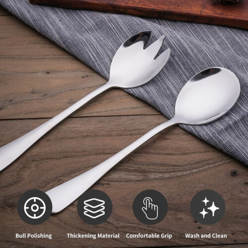 Elegant Salad Servers, Creative Design And Smooth Edges For Comfortable Handling, Non Descript Design Matches Any Tableware Set 2