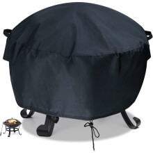 Outdoor Fire Pit Cover, Round Waterproof Design with Anti-UV Protection, Durable Coating for Patio Furniture Safeguard (85x40cm)