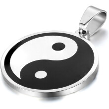 Colar de aço inoxidável com design minimalista e significativo, com design Yin Yang. Acessório versátil para homens e mulheres, resistente à