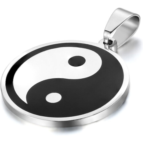 Κολιέ μενταγιόν Yin Yang, κολιέ με σύμβολο ισορροπίας από ανοξείδωτο ατσάλι,