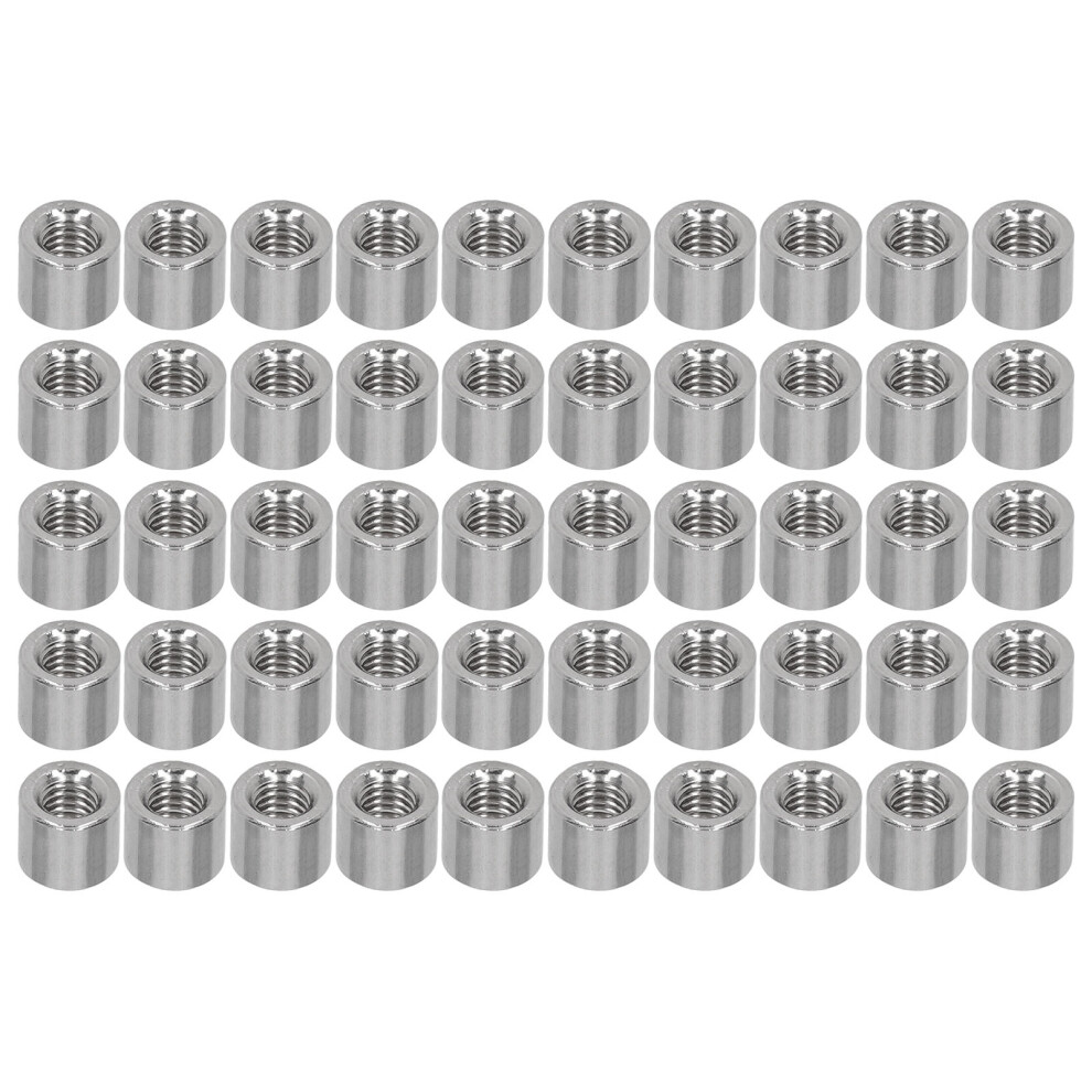 50Pcs M6 Stainless Steel Round Coupling Nut Kit Rust Resistant Connector 7901371785257