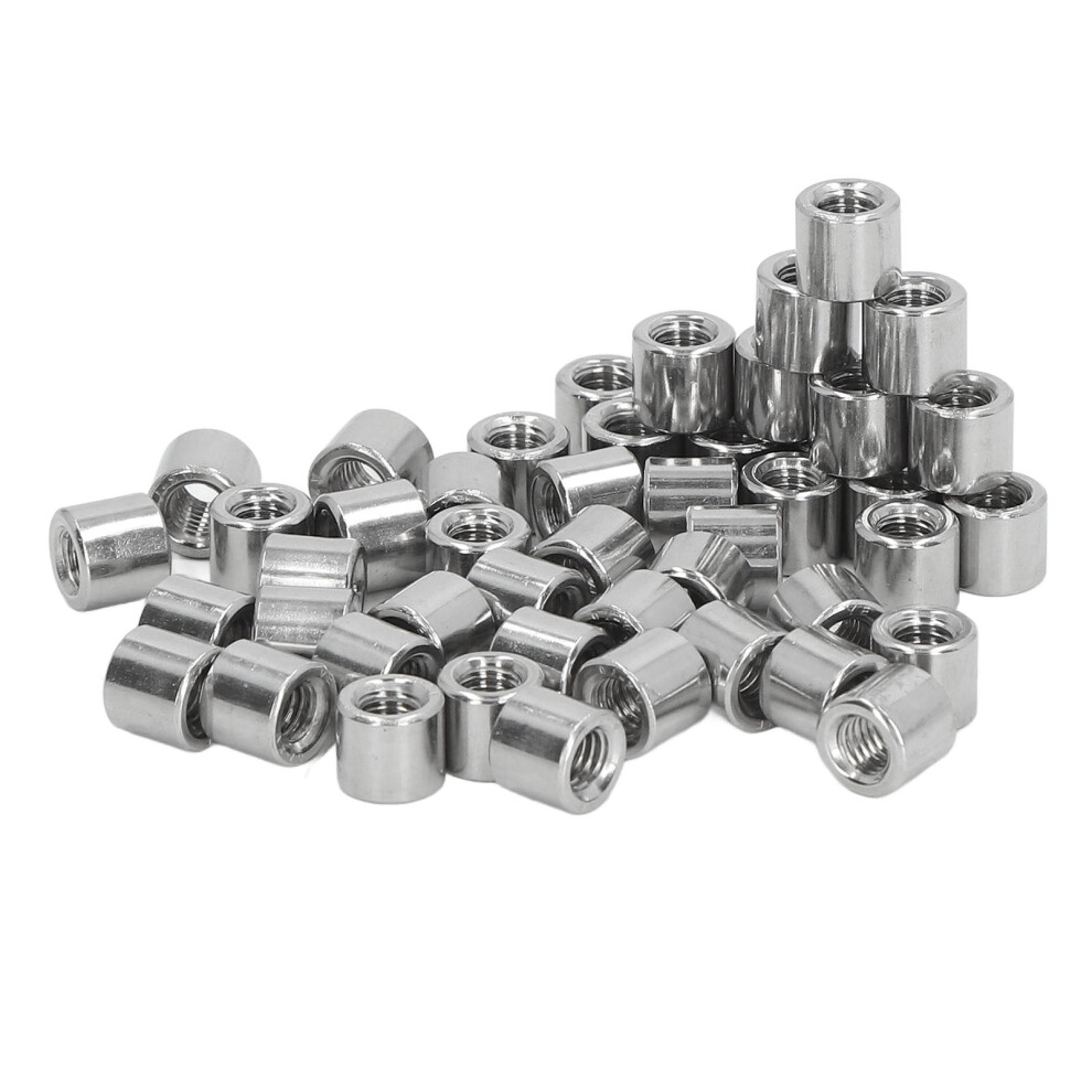 50Pcs M6 Stainless Steel Round Coupling Nuts, Rust-Resistant, L9mm 5081371820973