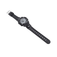 Kinderwasserdichte Digitaluhr mit Doppelbewegung, LED, PU-Armband, Schwarz