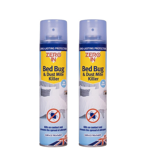 Zero In Bed Bug & Dust Mite Killer 300ml Aerosol 2 Pack