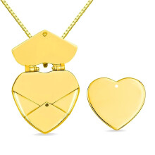 Stainless Steel Engravable Heart Envelope Locket Heart-Gold