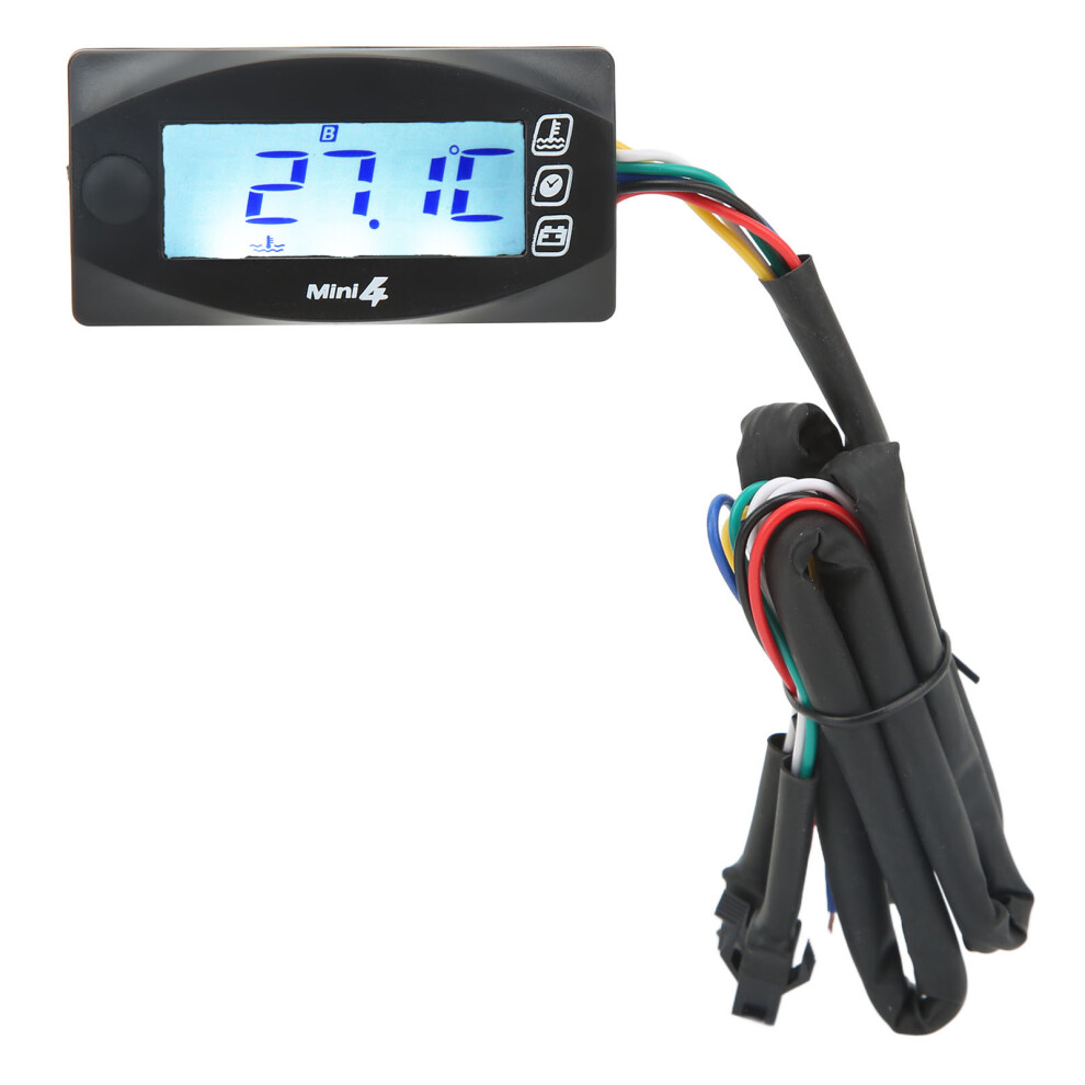 4-In-1 Digital Lcd Gauge For Motorcycles: Temp Volt Clock Dc12v 6951371786960