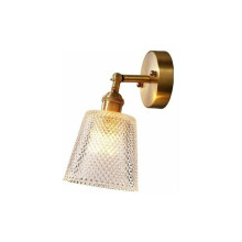 Nordisk retro estetisk vägglampa, enkel installation Väggmonterad lampa i koppar med klassisk glasskärm för restaurangvardagsrum