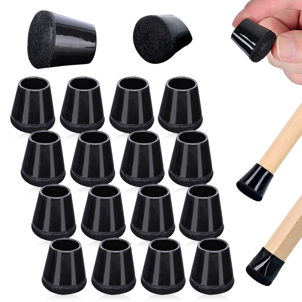 Solid Black Ferrules, Furniture Foot Covers, Anti-Slip Silicone Thermo-Plastic-Elastomer Felt, Noise Reduction Furniture Leg Tips For Hardwood Floors 9340959721016