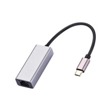 Netwerkadapter, Thunderbolt 3-compatibele plug-and-play USB-C naar Ethernet-adapter voor stabiele verbinding, aluminium behuizing met antislipontwerp.