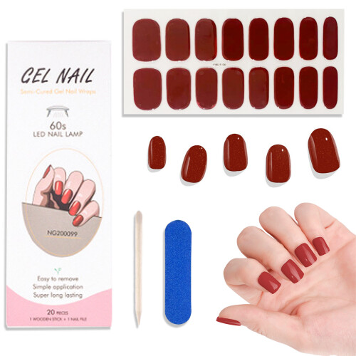Ταινίες Gel Polish με γκλίτερ σε κόκκινες αποχρώσεις, εύκολη αφαίρεση για εύκολο στυλ
