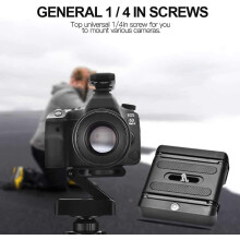 Innovative Tilt Head for Camera, Quick Release Plate Mount with Universal 1/4 Screw, Lightweight & Portable Folding Plate for DSLR Tripod Stands