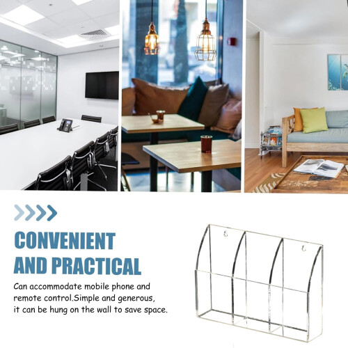 Clear Acrylic Wall Mount Organizer, Elegant Acrylic Remote Holder With Multi-functional Use, Solid And Durable Design For Versatile Storage Needs 2