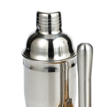 10PCS Stainless Steel Home Bartending Kit with Bamboo Tray 550ML Cocktail Set