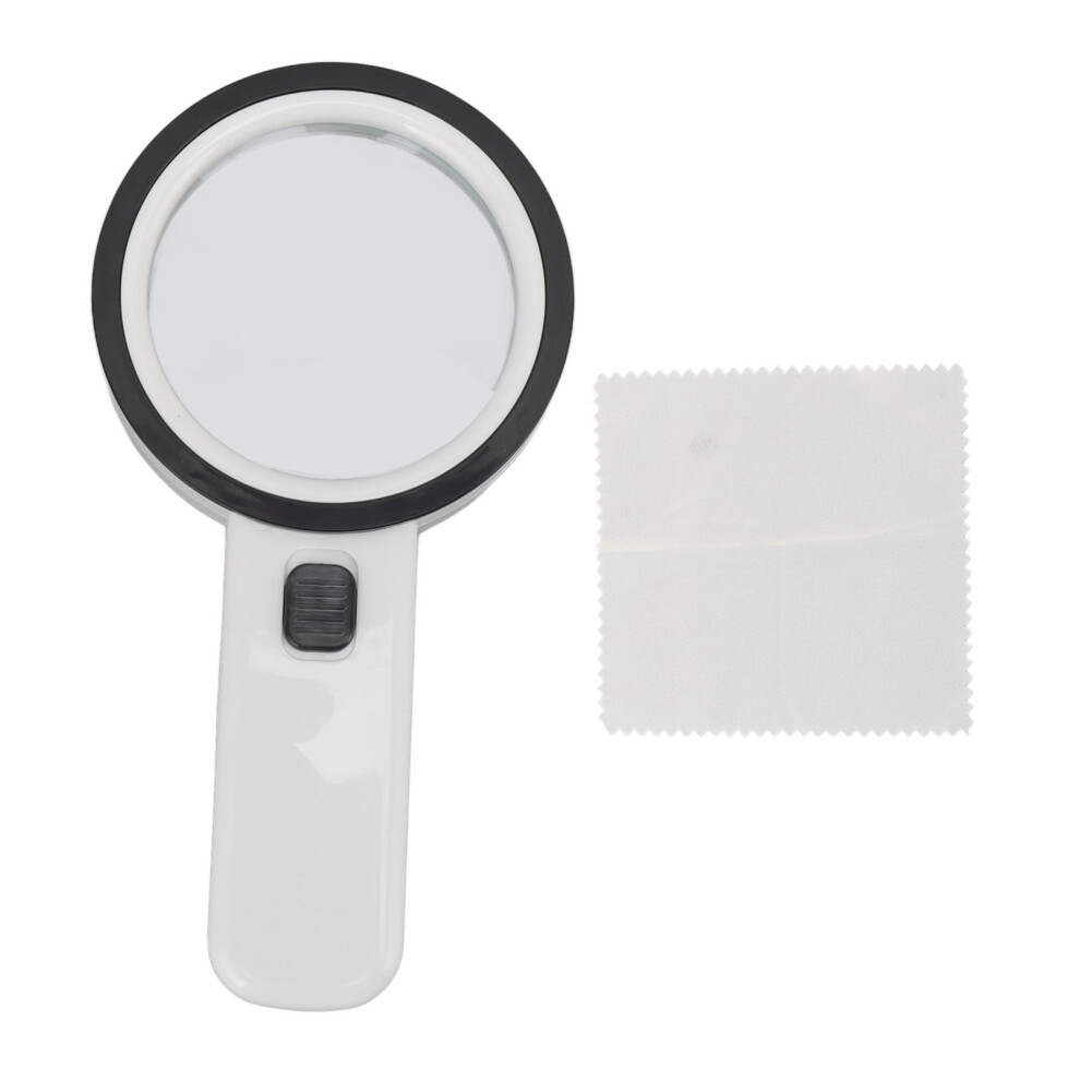 30X Handheld Magnifier, Magnifying Glass with LED Lights for Low Vision Aid, Ergonomic Design for Seniors, High Power Magnification for Inspection