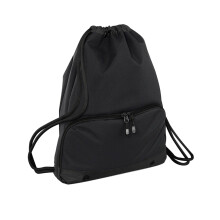 (One Size, Black/Black) Bagbase Athleisure Water Resistant Drawstring Sports Gymsac Bag (Pack of 2)