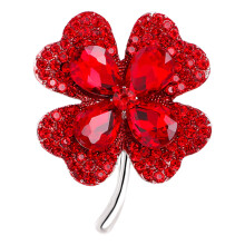 Lucky Klavertje Vier Emaille Broche voor Strass Pins voor-Rood