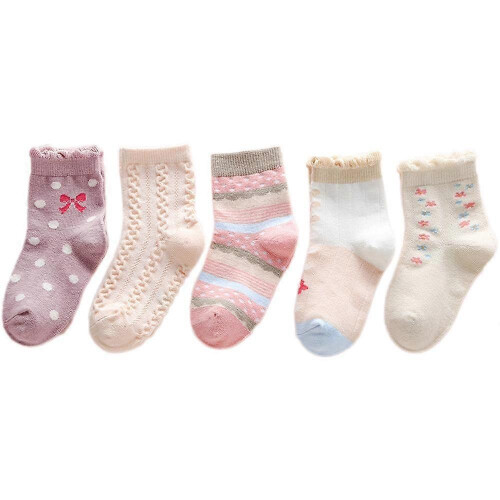 (M, style 1) Girls Toddler Multi Pack Socks Set 1