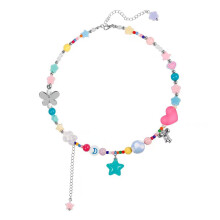 Collier de perles étoile élégant pour femmes, pendentif fleur