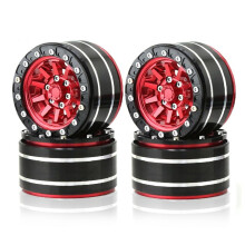 Metal 1.9Inch Beadlock Wheel Rim Outer Diameter 55mm for RC 1/10 12mm Hex Crawler Car Axial SCX10 90047 CC01 TRX4,Red