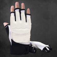 Guanti da Taekwondo Karate in PU Leather morbido con schiuma 10-11cm Nero/Bianco