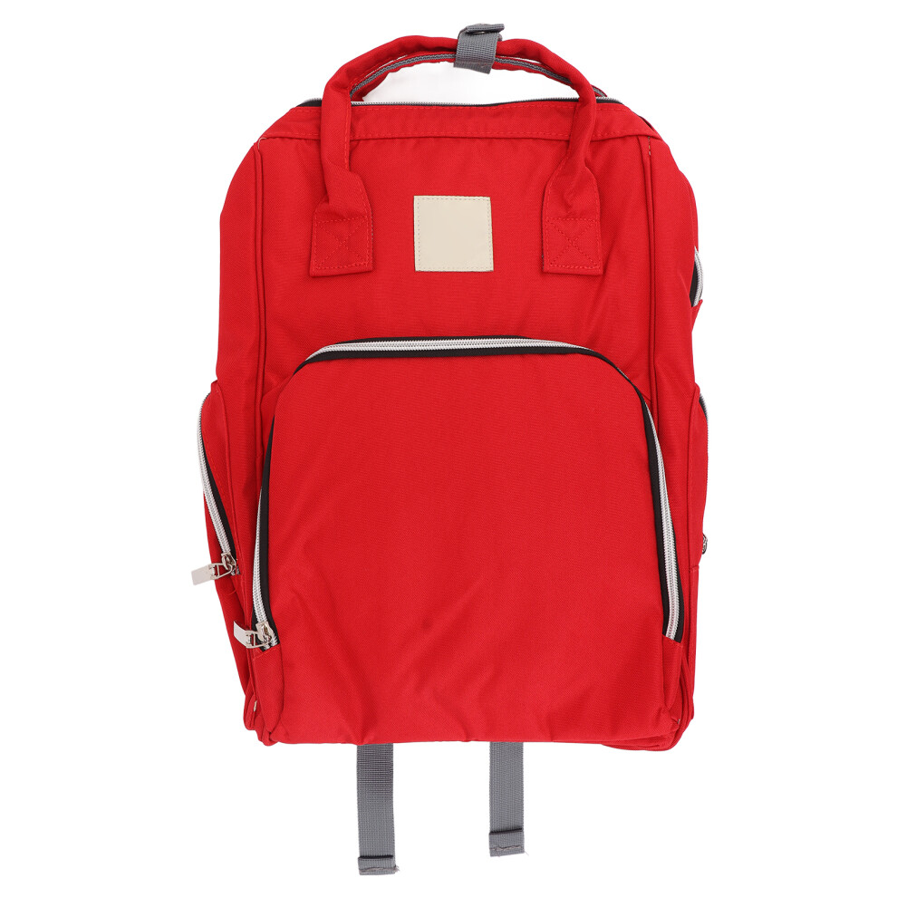 Large Waterproof Diaper Backpack with Multiple Pockets, Red, 26x15x41cm