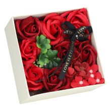 Exquisite Roseblumen-Seifenbad-Geschenkbox für Frauen, 15157,5 cm, Rot