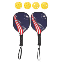 Ensemble raquette et balles de pickleball en bois composite et PP, vert, 41x19,5 cm