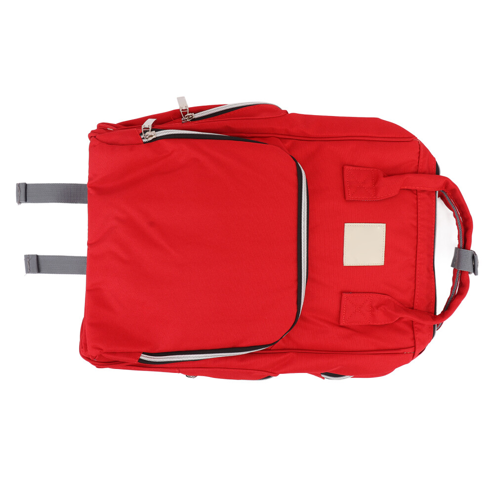 Large Waterproof Diaper Backpack, 26x15x41cm, Red, Multi Pockets