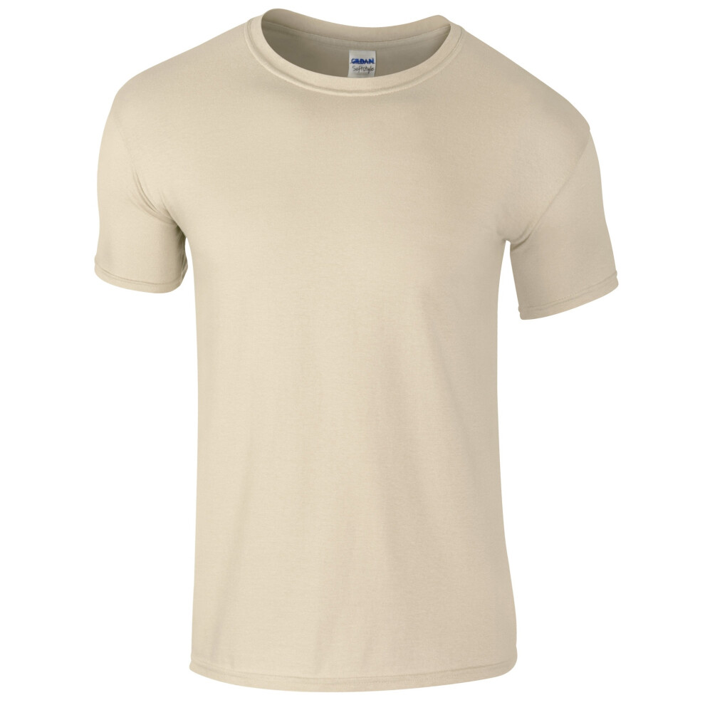 Gildan (M, Sand) Mens Short Sleeve Soft-Style T-Shirt Multicoloured