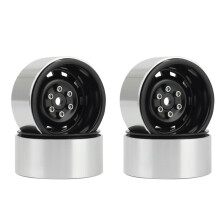 4 PCS 1.9Polegada Metal Beadlock Wheel Hub Rim para 1/10 RC Crawler Car Preto