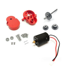 MetallväXellåDa med 370 Motor- och StåLväXel för WPL D12 D42 1/10 RC Biluppgraderingsdelar TillbehöR, RöD