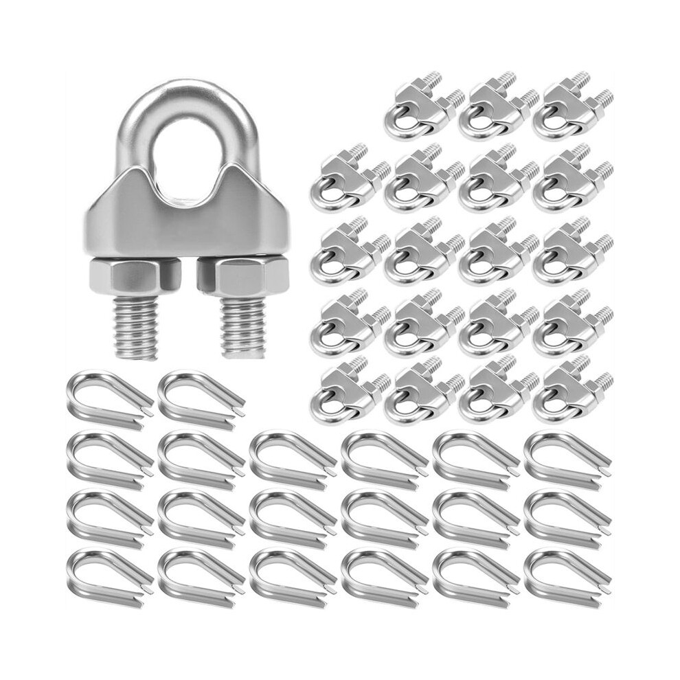 20Pcs M5 Wire Rope Clamps, Stainless Steel Cable Clamps Wire Rope Thimble U Bolt Saddle Fastener 6031918792835