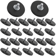 24 Pieces Rubber Coated Magnets 1.69 Inch 30 Lbs M6 Neodymium Mounting Magnets Threaded Studs for Lighting