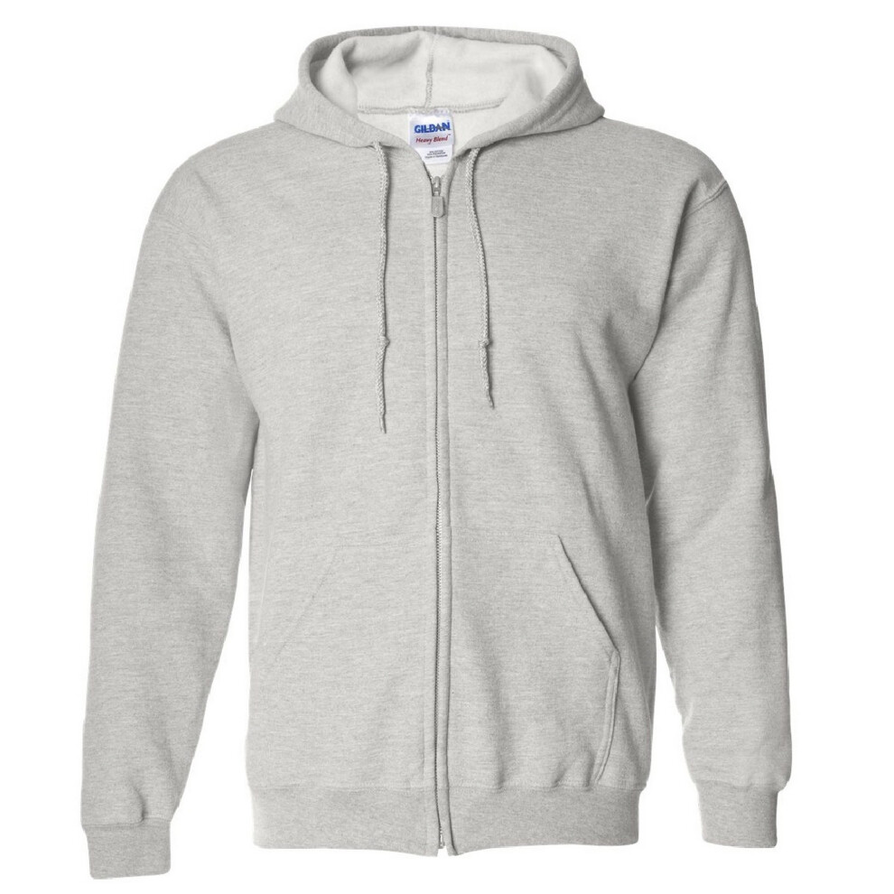 Gildan (S, Ash) Heavy Blend Unisex Adult Full Zip Hooded Sweatshirt Top Multicoloured