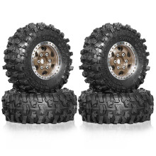 4pcs 51mm 1.0inch Metal Beadlock Wheel Tire Set for 1/18 1/24 RC Crawler Car TRX4M SCX24 AX24 FCX24 Upgrade Parts Brown
