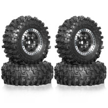 4pcs 51mm 1.0inch Metal Beadlock Wheel Tire Set for 1/18 1/24 RC Crawler Car TRX4M SCX24 AX24 FCX24 Upgrade Parts Black