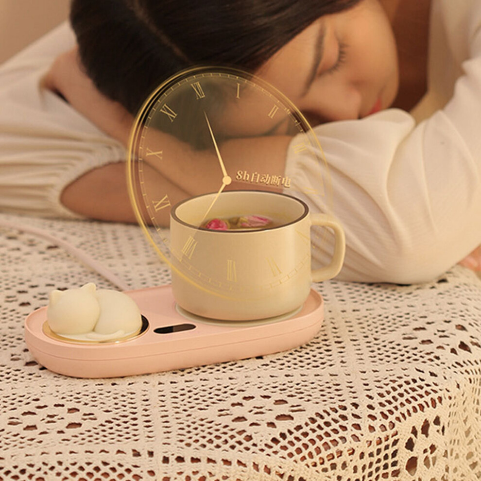 Pink Intelligent Mug Warmer Coaster - 55C Constant Temp Heating Pad