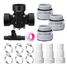 Pieza de Mantenimiento de Piscina, Juego de Conversión de Válvulas 3 Vías 1,5 Pulgadas, Adaptadores de Manguera, Abrazaderas Manguera y Anillos de