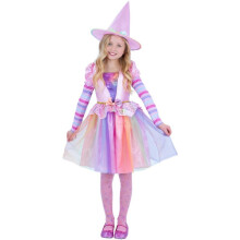 (10-12 Years, Multicoloured) Smiffys Girls Pastel Rainbow Halloween Witch Costume