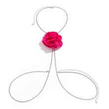 Bikini-lichaamssieraden met stoffen bloemborstketting-roze rood