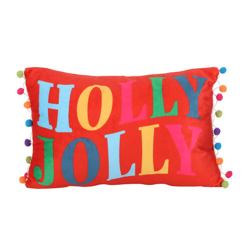 Something Different Holly Jolly Pom Pom Cushion