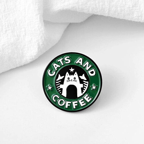 Kaffee-Kätzchen-Brosche, niedlich für Katze, Tier, Kaffee, 2