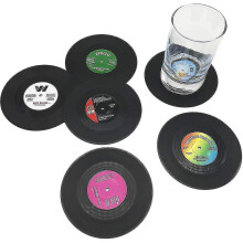 Protiskluzové, snadno čistitelné hudební tácky na vinylové desky, dekorace, vinylové tácky na nápoje v retro stylu s autentickým designem,