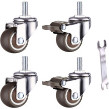 Ruote per mobili con stelo filettato M6, ruote girevoli in gomma TPE da 25 mm per piccoli carrelli della spesa, scaffalature in filo metallico e