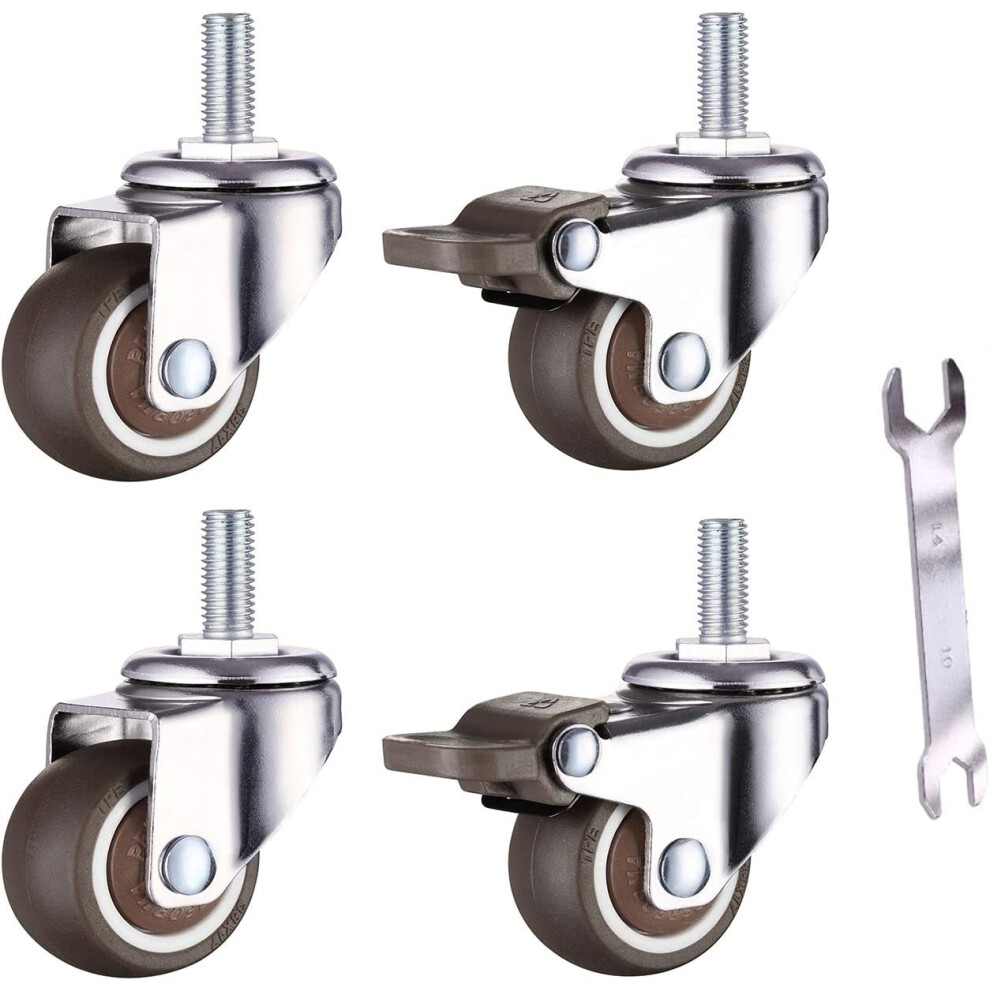 M6 Threaded Stem Furniture Casters, 25Mm Tpe Rubber Swivel Caster Wheels For Tiny Shopping Cart, Wire Shelving And More, Set Of 4 Smooth Rolling No 9340258617195