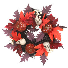 Couronne d'automne, couronne d'Halloween avec citrouille artificielle, feuille d'érable, pommes de pin et baies colorées, 35 cm de diamètre, 5 cm